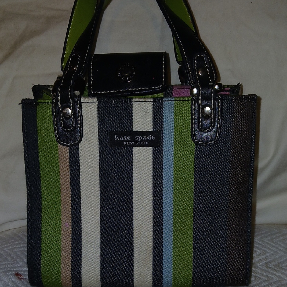 kate spade Multicolor Striped Tote Bag - Black, Green, Blue, Brown